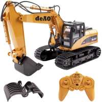 Rc Tuck Metal  Remote Control Excavator, Toys 15 Channel Remote Control Fork and Bucket Excavator Construction Digger Truck