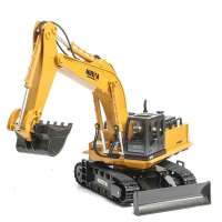 1510 Huana Remote Control Car Toy 1/16 11CH Chassis RC Excavator Rotation Alloy Bucket Truck