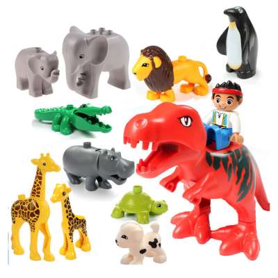 Duplo Building Blocks Parts Animals Deer/Elephant/Dog/Cat/Crocodile Big Particle Assembly Kits MOC Creator DIY Toys