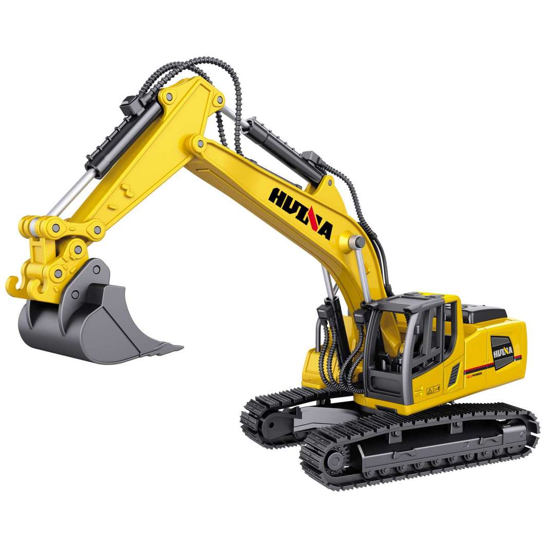 Diecast Toys Huina 1/60 Alloy Excavator Static Model Simulated Engineering Vehicle Crawler Shovel Toys Children Gifts