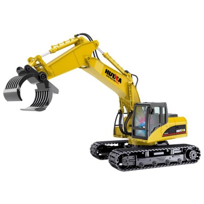 Huina 1/14 Scale 16 Channels Metal 2.4GHz Remote Control Car Excavator Alloy Version RC Engineering Vehicle Children Toys